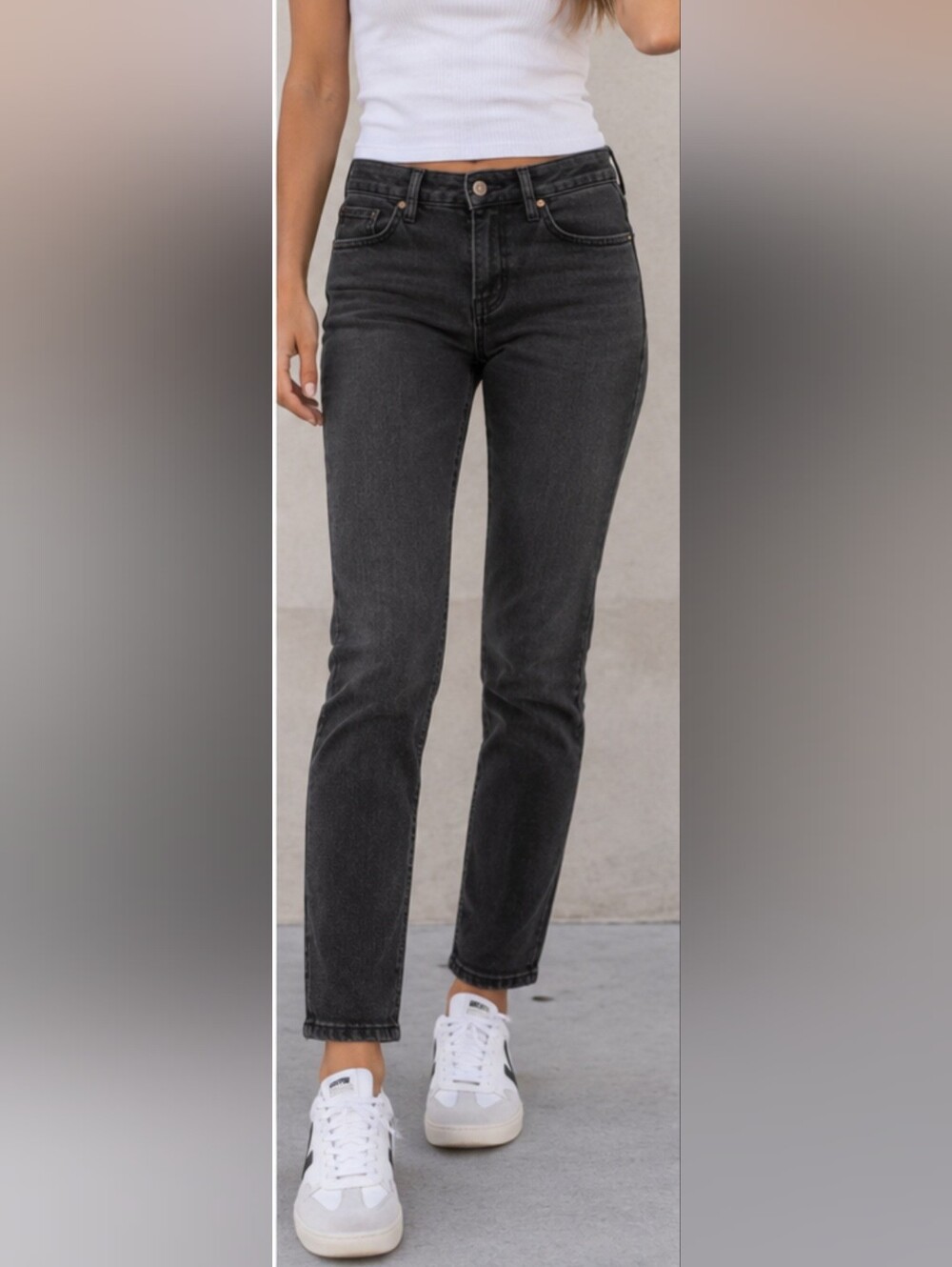 Zara Love Denim Black Slim Fit Jeans Size 8 Charcoal Wash Stretch Skinny Straigh